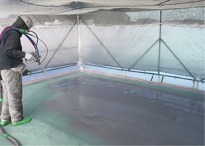 超速硬化ウレタンスプレー工法の折込み